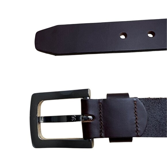 Mens Genuine Leather Belt Dark Brown Classic Style Size 36/85 Made in Mexico - Picture 3 of 9